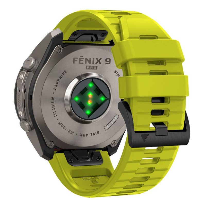 Pulseira de silicone Tech-Protect para Garmin Fenix 5 / 6 / 6 Pro / 7 / 8 / 8 Pro / E / 9 / 9 Pro 51 mm, Volt Lime