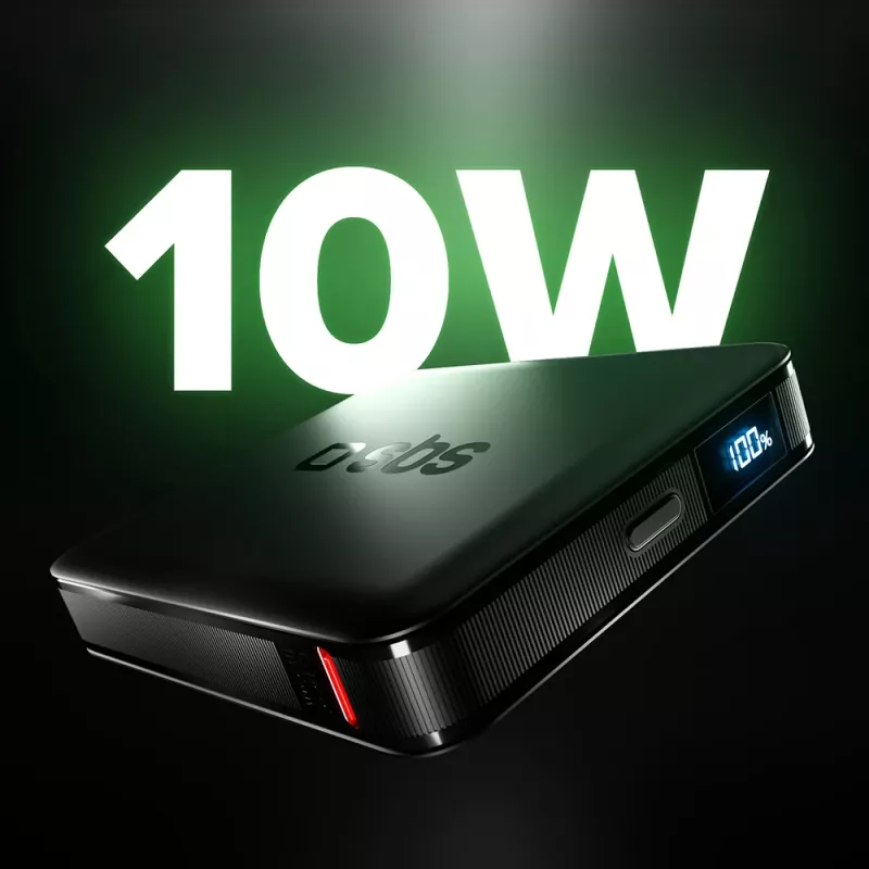 Power bank SBS HD 10W 5000mAh USB-C com ecrã LCD, preto
