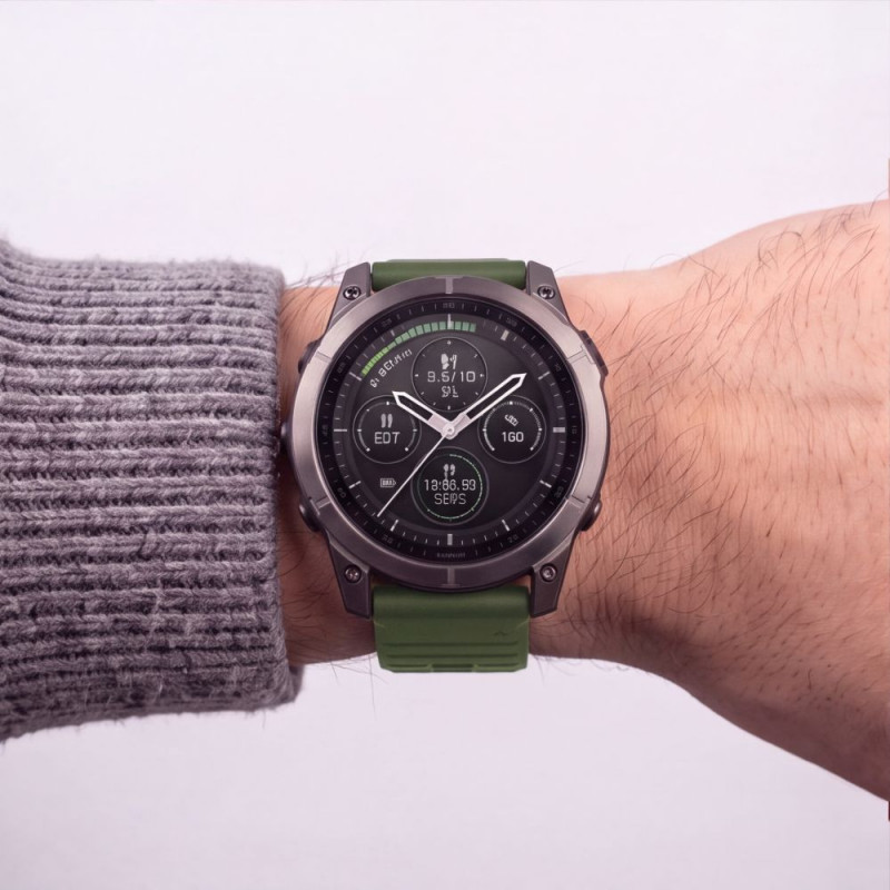 Pulseira de silicone Tech-Protect para Garmin Fenix 5 / 6 / 6 Pro / 7 / 8 / 8 Pro / E / 9 / 9 Pro 51 mm, verde militar