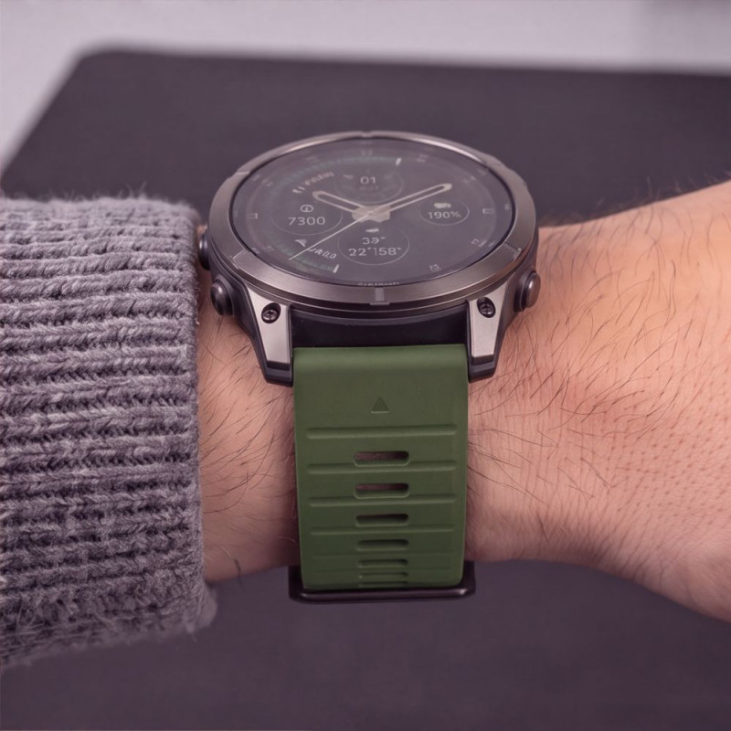 Pulseira de silicone Tech-Protect para Garmin Fenix 5 / 6 / 6 Pro / 7 / 8 / 8 Pro / E / 9 / 9 Pro 51 mm, verde militar
