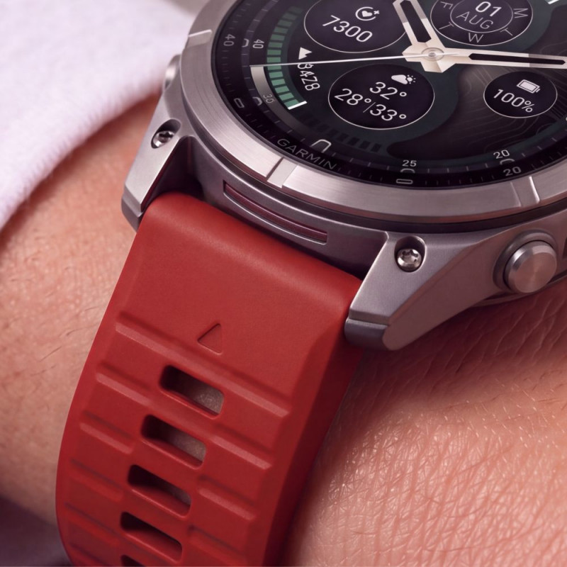 Pulseira de silicone Tech-Protect para Garmin Fenix 5 / 6 / 6 Pro / 7 / 8 / 8 Pro / E / 9 / 9 Pro 51 mm, vermelho carmesim