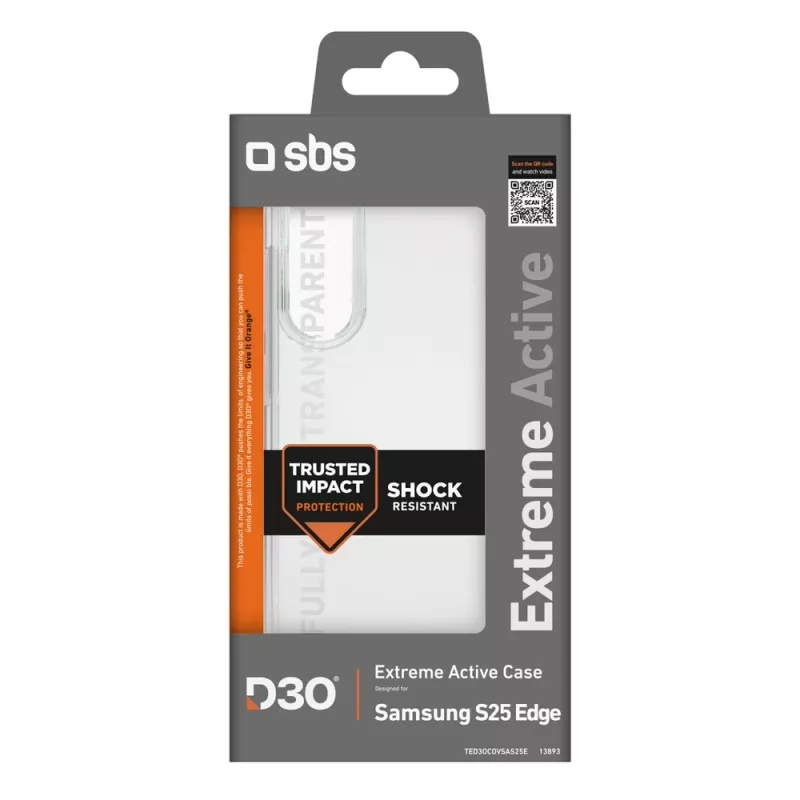 Capa SBS D3O para Samsung Galaxy S25 Edge, Transparente