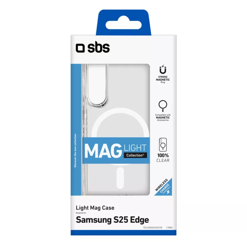 Capa Light Mag SBS para Samsung Galaxy S25 Edge, Transparente