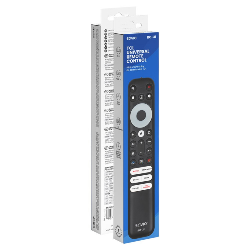 Comando universal/substituto Savio RC-31 para TV TCL – SMART TV