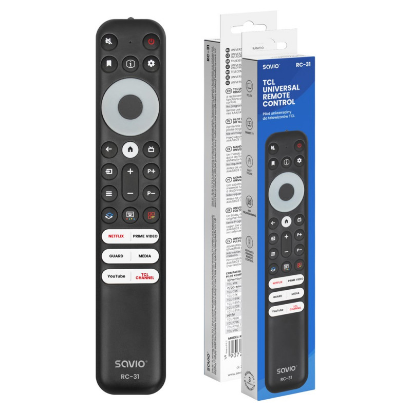 Comando universal/substituto Savio RC-31 para TV TCL – SMART TV