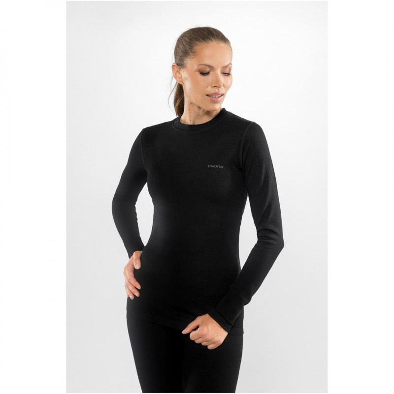 Conjunto de primeira camada para mulher Viking Meriboo Lady Set Merino, preto, L