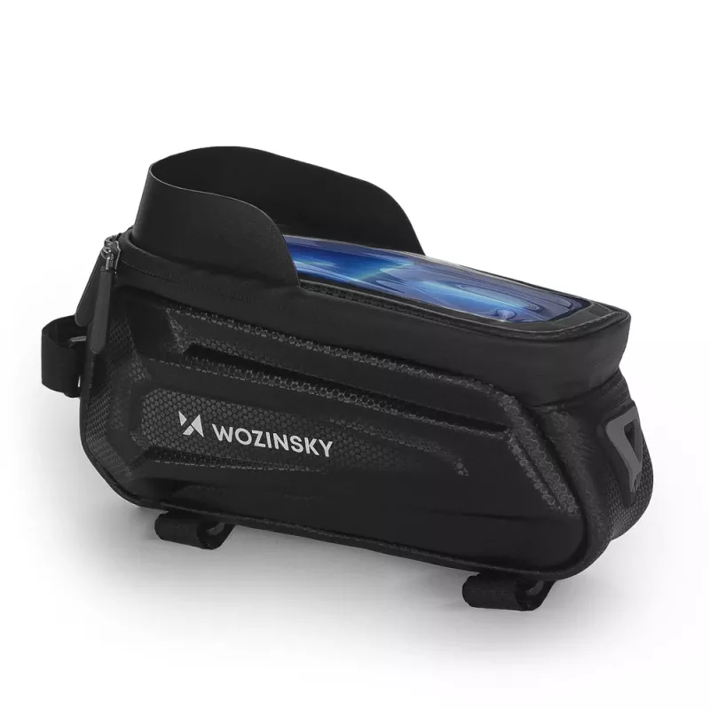 Bolsa de quadro para bicicleta Wozinsky WBB28BK com capa para telemóvel, 1,7 L, preta
