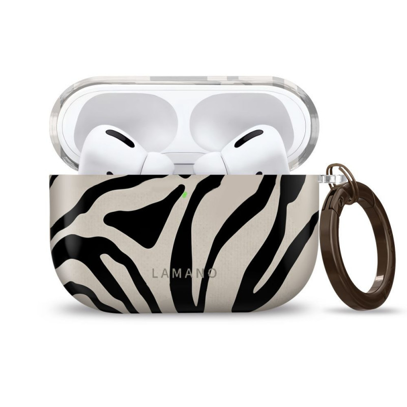 Capa Tech-Protect Lamano para Apple AirPods Pro 3 com mosquetão, Nature Muse (preta e bege)