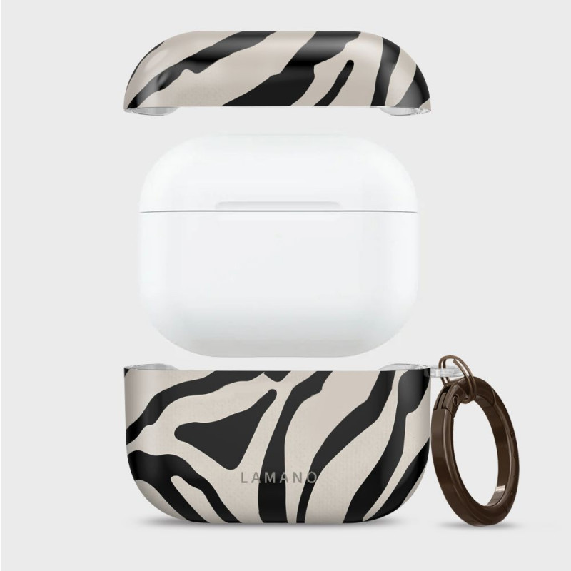 Capa Tech-Protect Lamano para Apple AirPods Pro 3 com mosquetão, Nature Muse (preta e bege)