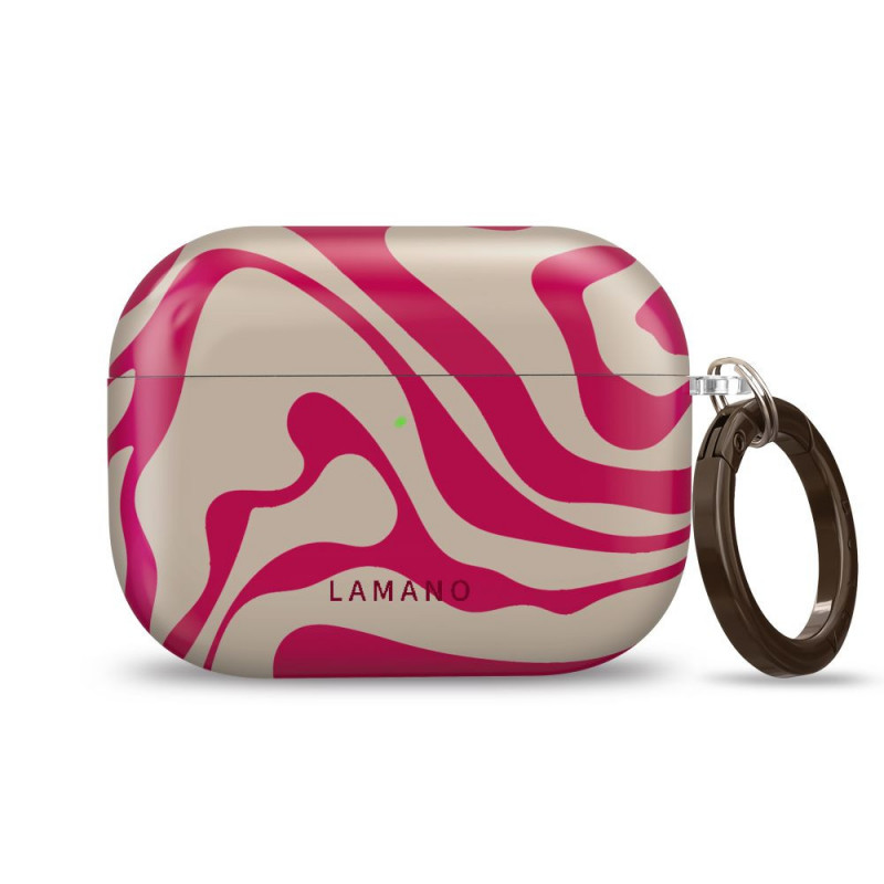 Capa Tech-Protect Lamano para Apple AirPods Pro 3 com mosquetão, Flamingo Bloom (cor-de-rosa e bege)