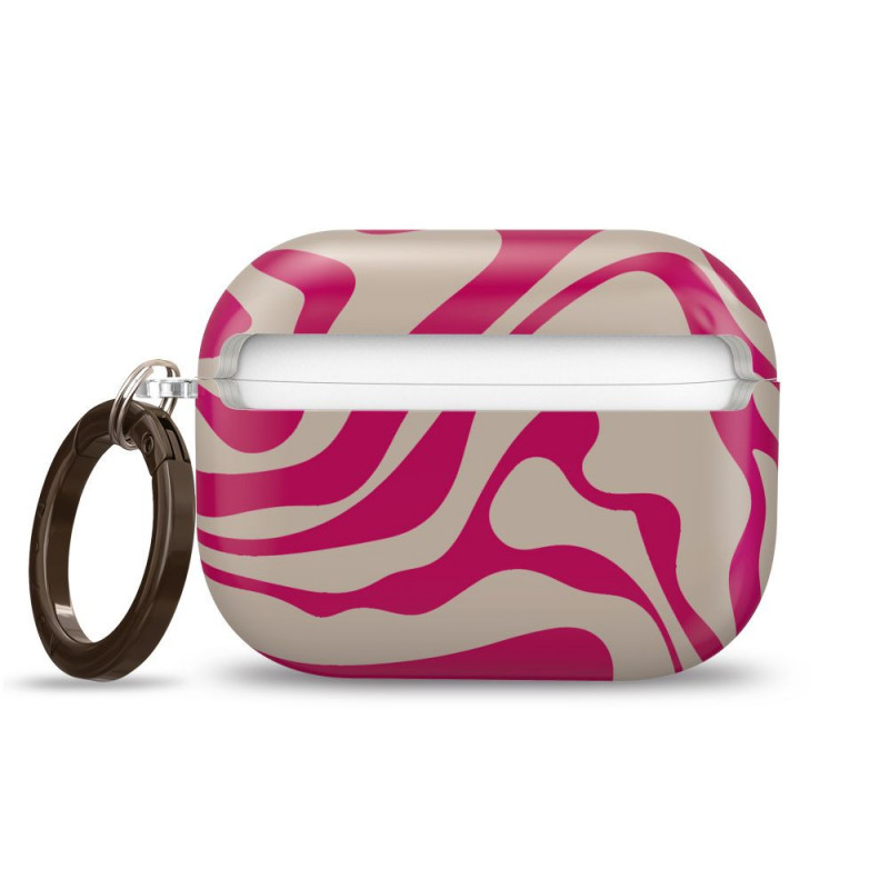 Capa Tech-Protect Lamano para Apple AirPods Pro 3 com mosquetão, Flamingo Bloom (cor-de-rosa e bege)