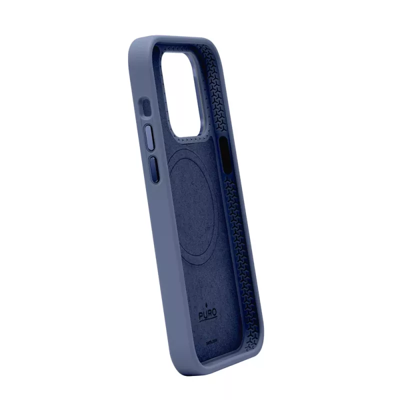 Capa de silicone MagSafe Puro Icon Mag Pro para Apple iPhone 15 Pro Max, azul-escuro