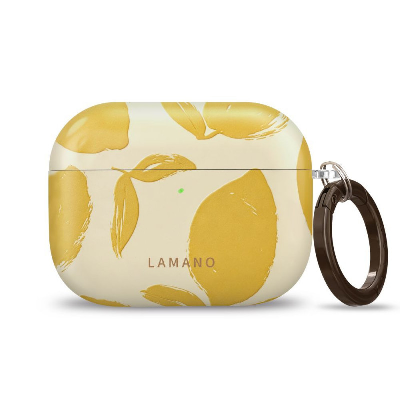 Capa Tech-Protect Lamano para Apple AirPods Pro 3 com mosquetão, Lemon Haze (amarelo e branco)