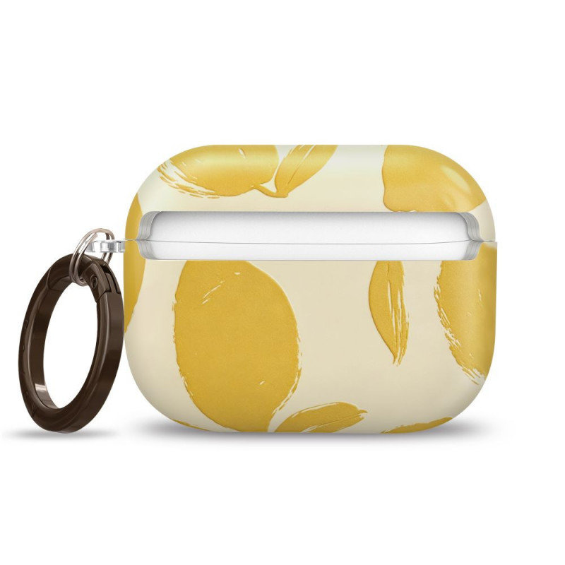 Capa Tech-Protect Lamano para Apple AirPods Pro 3 com mosquetão, Lemon Haze (amarelo e branco)