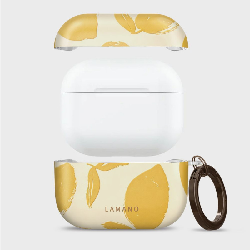 Capa Tech-Protect Lamano para Apple AirPods Pro 3 com mosquetão, Lemon Haze (amarelo e branco)