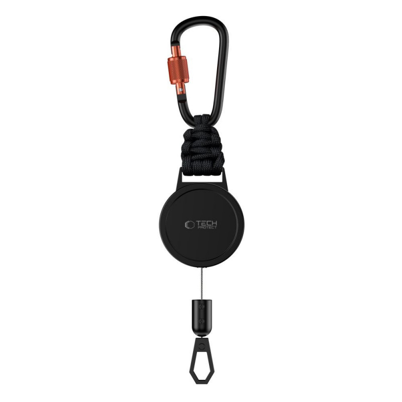 Tech-Protect ATH04 UrbanLoop Suporte Antirroubo para Telemóvel com Cabo de Aço Retrátil, Preto/Laranja