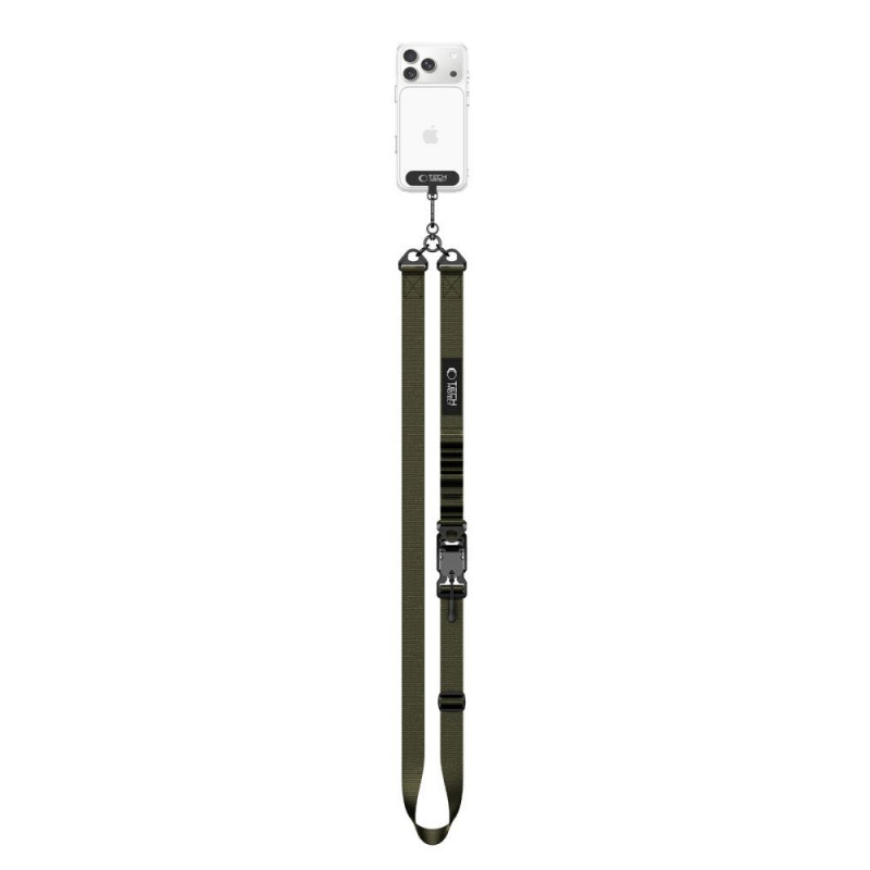 Tech-Protect Correia de telemóvel crossbody C9S Rope, nylon, 91–140 cm, verde militar