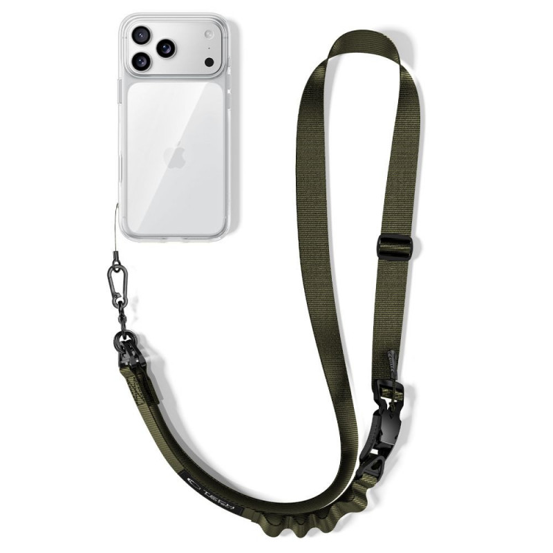 Tech-Protect Correia de telemóvel crossbody C9S Rope, nylon, 91–140 cm, verde militar