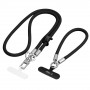 Conjunto de alças para telemóvel Tech-Protect C10S Rope Crossbody e de pulso, preto/titânio