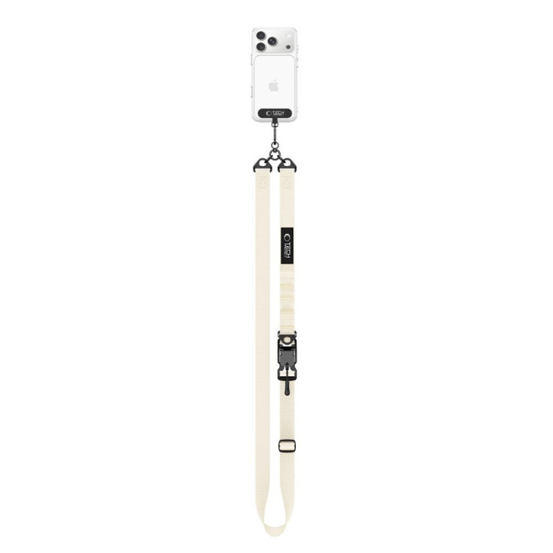 Correia de telemóvel crossbody Tech-Protect C9S Rope, nylon, 91–140 cm, bege-deserto