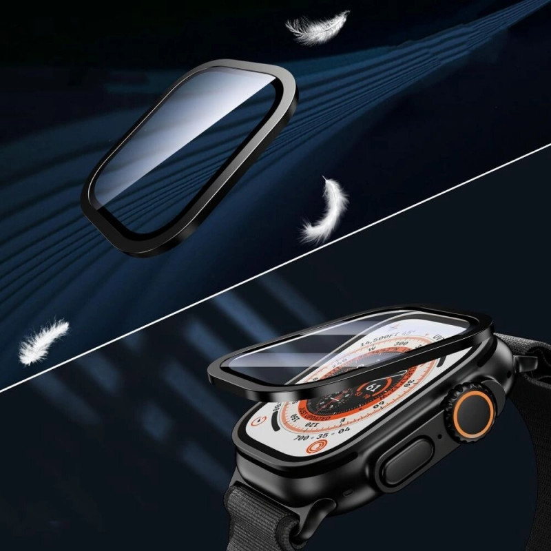 Tech-Protect Glass Ring Vidro Temperado para Apple Watch Ultra 49 mm, Prateado e Preto (2 un.)
