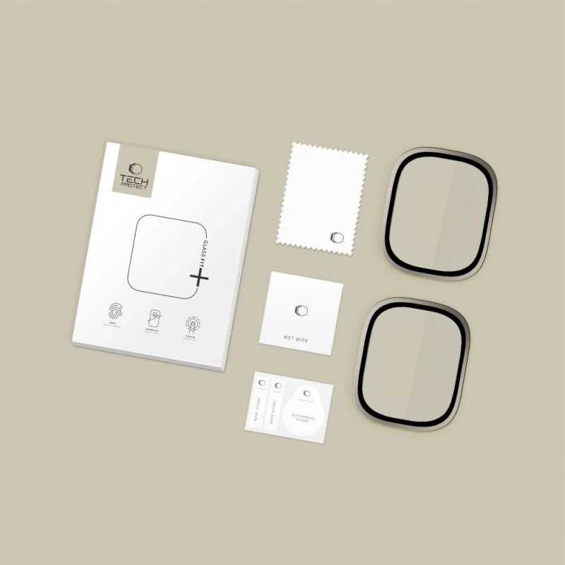 Tech-Protect Glass Ring Vidro Temperado para Apple Watch Ultra 49 mm, Prateado e Preto (2 un.)
