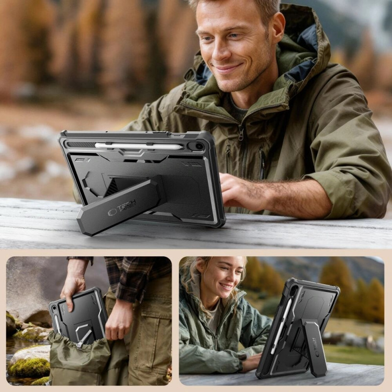 Capa para tablet Tech-Protect Kevlar Pro para Samsung Galaxy Tab S9 11.0 / S10 FE / S10 Lite 10.9 (X710 / X716B / X520 / X526 / X400 / X406B), preta