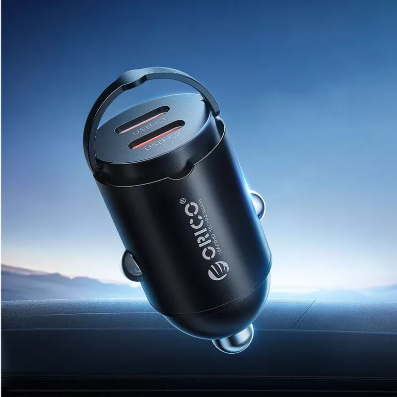Carregador de automóvel Orico MiniRing MR-30-2C 30W 2x USB-C, preto