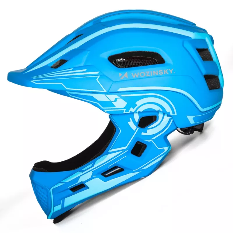 Capacete de bicicleta integral para crianças Wozinsky com luz traseira USB, tamanho S (52-56 cm), azul