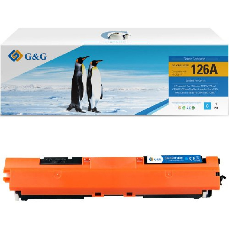 Toner compatível G&G para HP 126A (CE311A) / Canon 729C (14390)