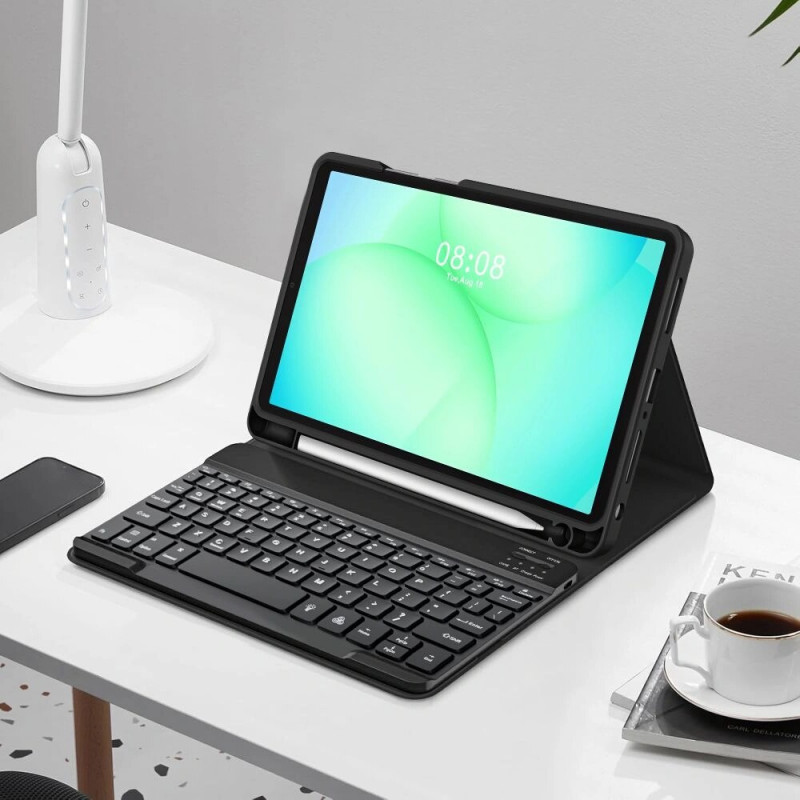 Capa com teclado Tech-Protect SmartCase Pen + Keyboard para Samsung Galaxy Tab A9+ / A11+ 11.0 (X210 / X215 / X216 / X230 / X235 / X236), preta