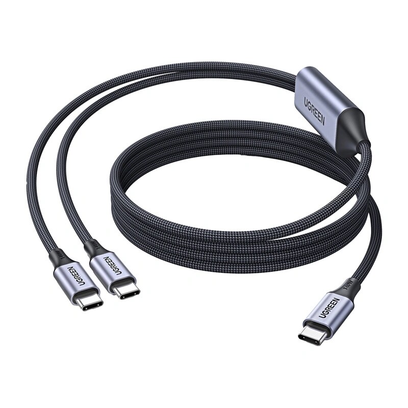 Cabo USB-C 2in1 UGREEN L533, USB-C para 2x USB-C PD 140W, 2 m, preto