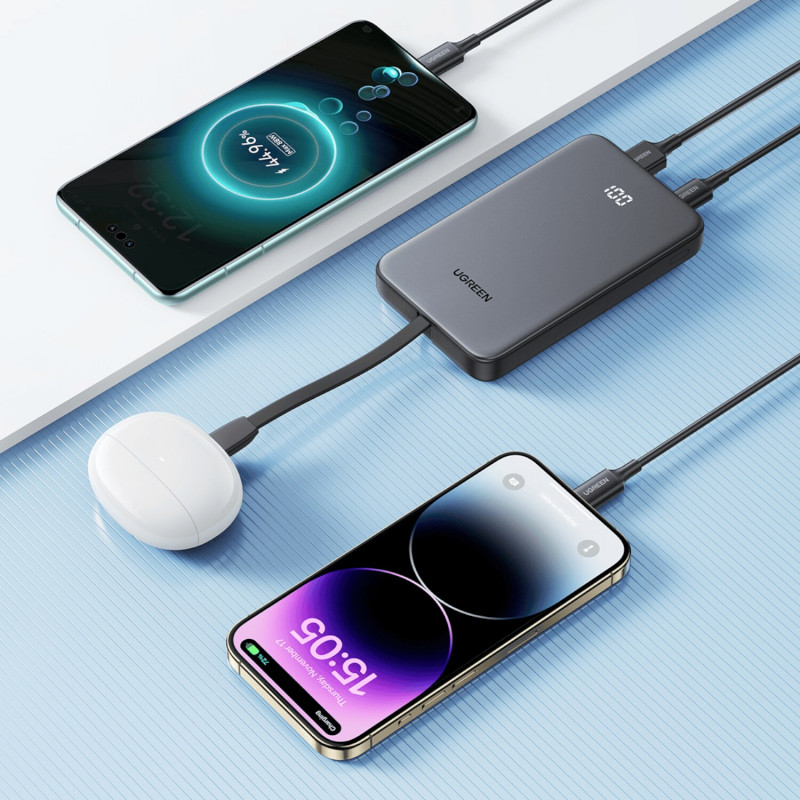 UGREEN PB526 10000mAh 20W Power Bank com cabo USB-C integrado