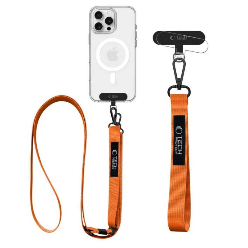 Cordão de telemóvel Tech-Protect C6S Rope Crossbody, laranja cósmico