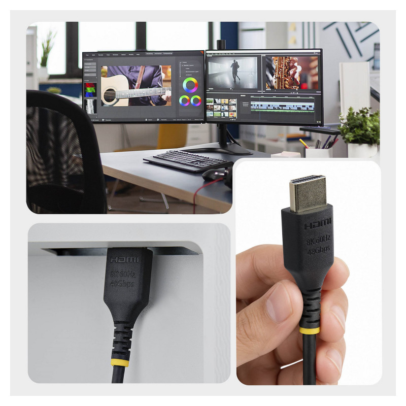 Cabo HDMI 2.1 Ultra High Speed StarTech.com HDMI21-CBL-SLIM-1M, 1 m, preto