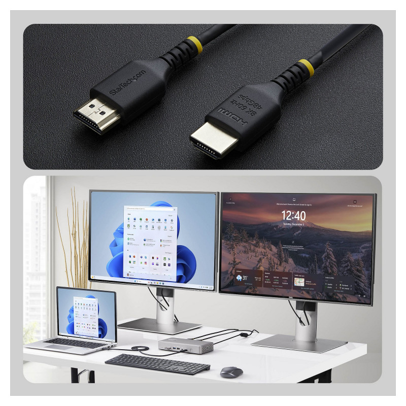 Cabo HDMI 2.1 Ultra High Speed StarTech.com HDMI21-CBL-SLIM-1M, 1 m, preto