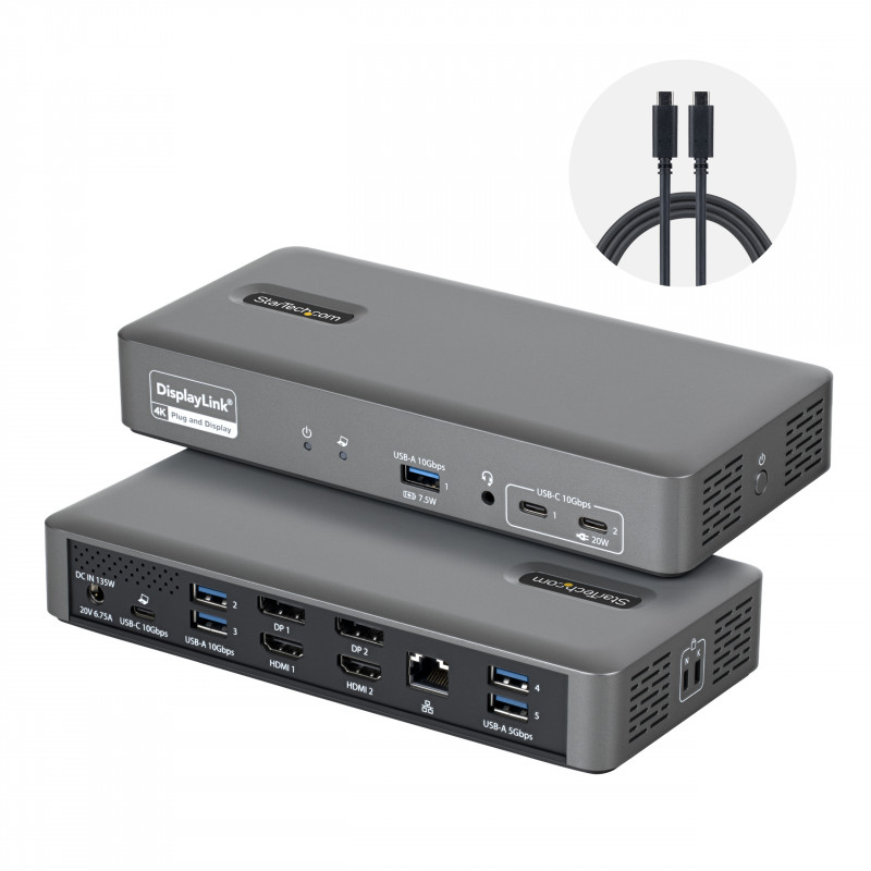 Estação de acoplamento StarTech.com 194UE-USBC-SMARTDOCK USB-C 3.2 Gen 2, 96 W
