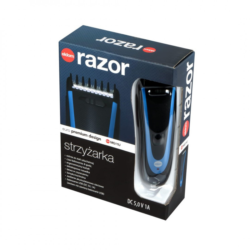Máquina de cortar cabelo sem fios Eldom MG11U Razor, recarregável/rede elétrica