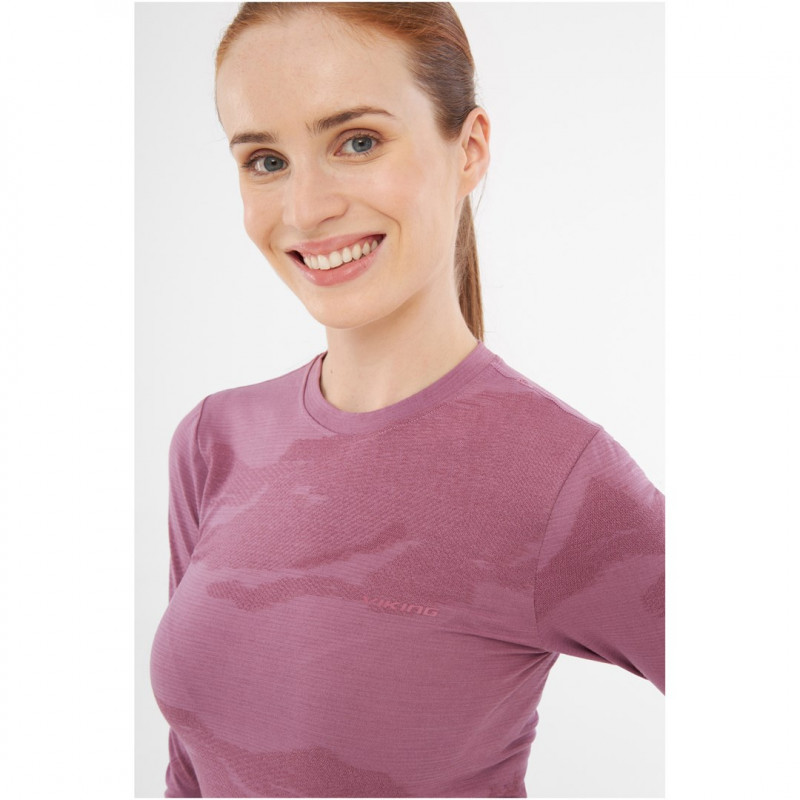 Conjunto de roupa interior térmica Viking Gasher Lady Set Merino para mulher, rosa, L