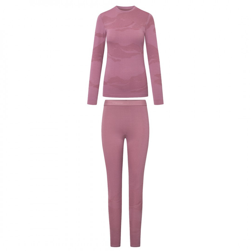 Conjunto de roupa interior térmica Viking Gasher Lady Set Merino para mulher, rosa, L