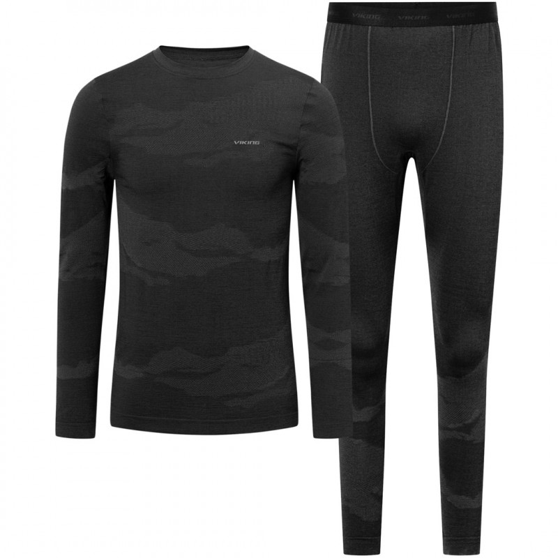 Conjunto de roupa interior masculina Viking Gasher Man Set Merino, preto, XL