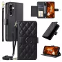 Capa carteira Hurtel para Samsung Galaxy A37 5G em pele PU com suporte e alça de ombro, preta