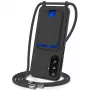 Capa TPU Hurtel para Samsung Galaxy A37 5G com porta-cartões e cordão para o corpo, preta