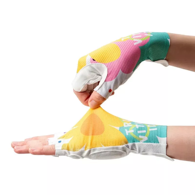 Luvas de ciclismo de dedos curtos com absorção de choques para mulher Rockbros S389, tamanho L, multicolor