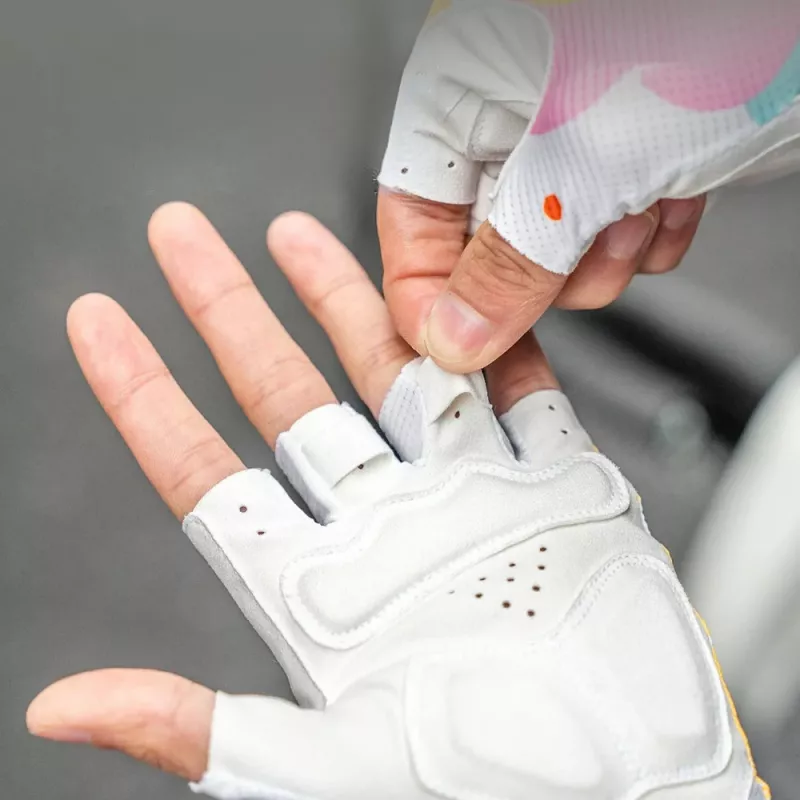 Luvas de ciclismo de dedos curtos com absorção de choques para mulher Rockbros S389, tamanho L, multicolor
