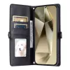 Capa carteira Hurtel para Samsung Galaxy A56 5G em pele sintética PU com função de suporte e alças, preta