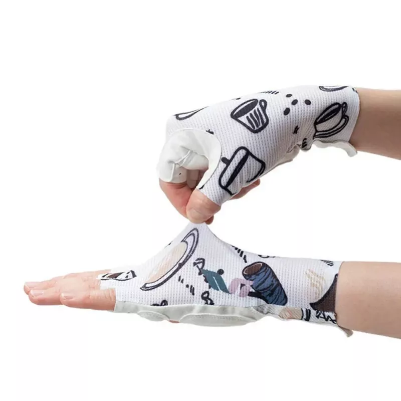Luvas de ciclismo de dedos curtos com absorção de choques para mulher Rockbros S389, tamanho L, brancas