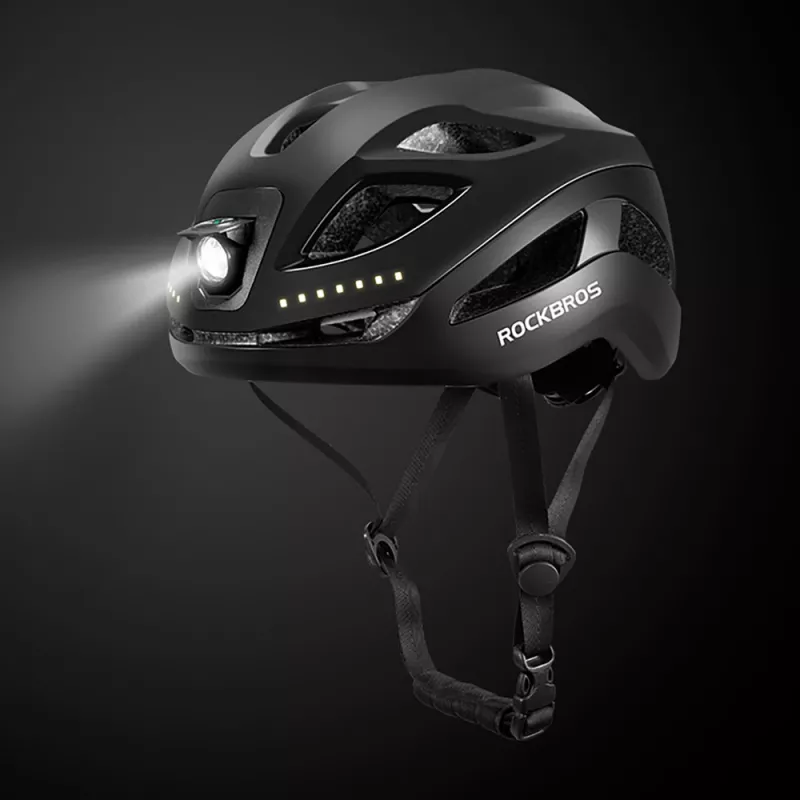 Capacete de bicicleta Rockbros ZK-077 com iluminação multidirecional integrada 57–61 cm, preto