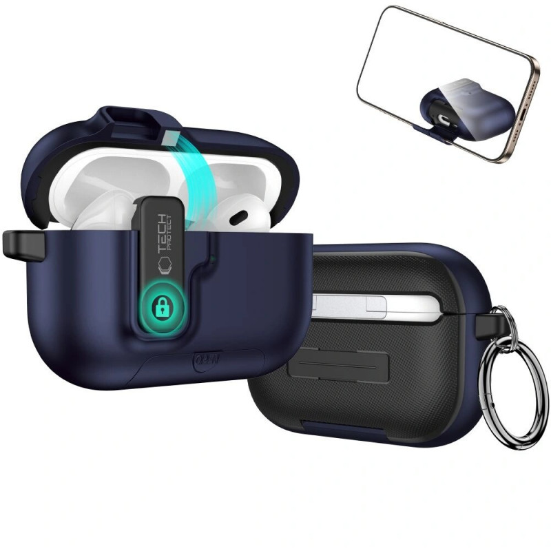 Capa Tech-Protect Slim Hook para Apple AirPods Pro 3, azul-marinho