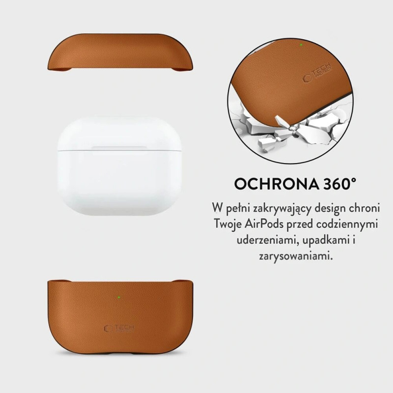 Capa Tech-Protect NaturalFit para Apple AirPods Pro 3, castanha